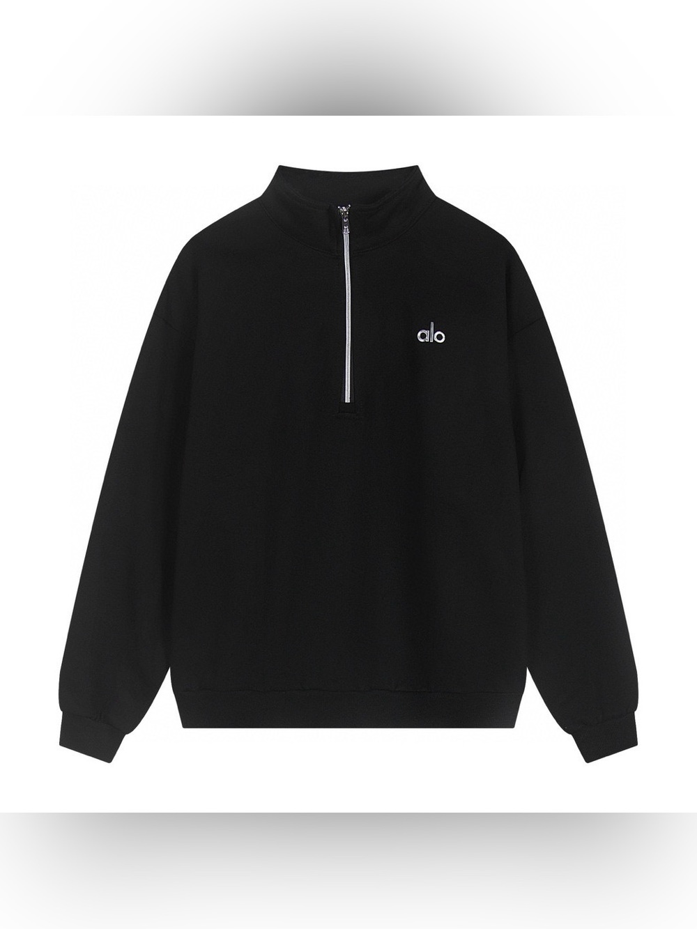 ALO Yoga Black Half-Zip Pullover Sweatshirt